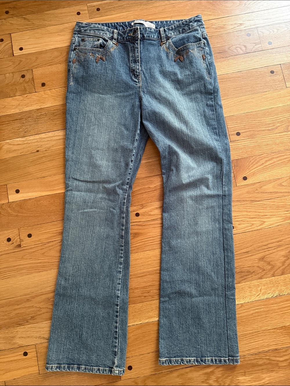 Axcess By Liz Claiborne Embellished Bootcut Jeans Size 12 Blue Denim Y2K